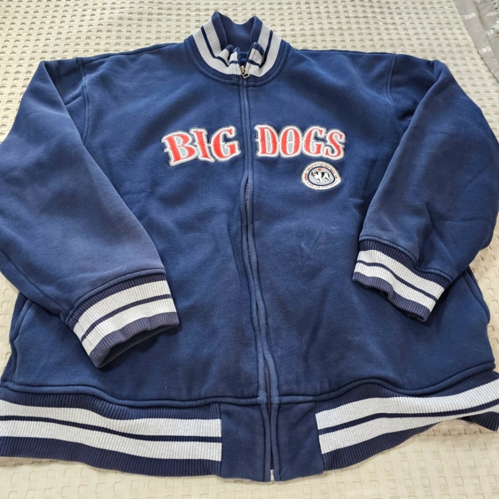 Big Dogs Fleece Varsity Jacket Mens Size Xlarge Vintage Oversized